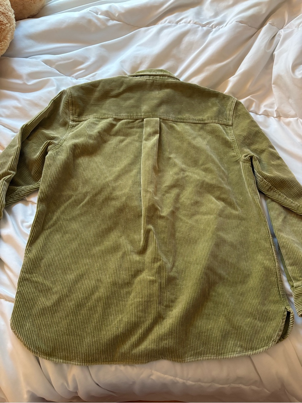 Urban Outfitters Olive Green Corduroy Button Up Shacket Coat - Picture 3 of 3